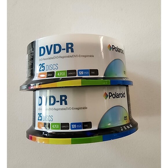 Polaroid DVD-R 4.7GB 120 Min 16x Recordable Discs - 2 Spindles of 25 = 50 Discs - Picture 2 of 6